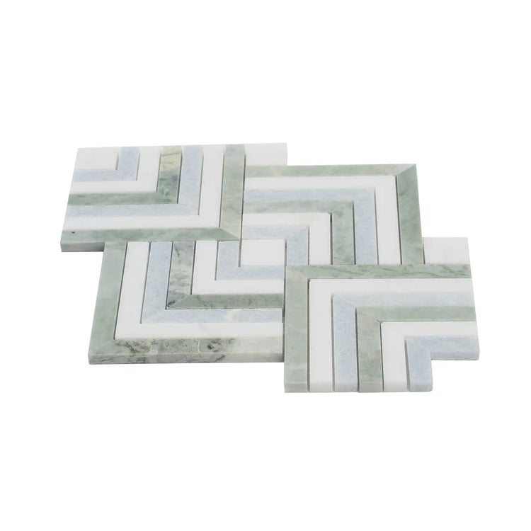 Envy Green and Blue Marble Square Weave Mosaic Tile | Tile Club