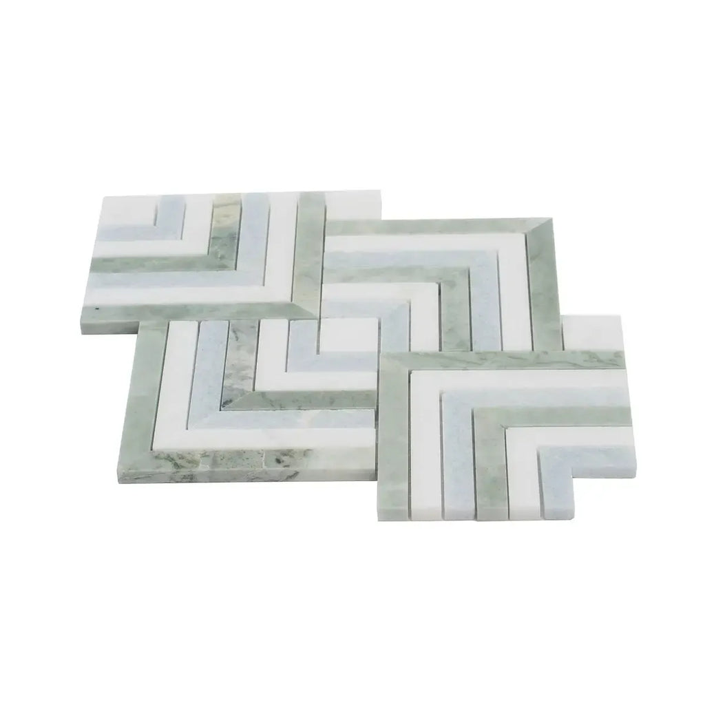 Envy Green and Blue Marble Square Weave Mosaic Tile | Tile Club