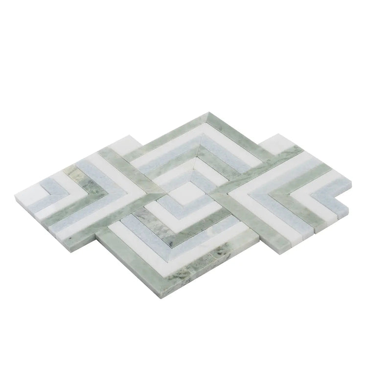 Envy Green and Blue Marble Square Weave Mosaic Tile | Tile Club