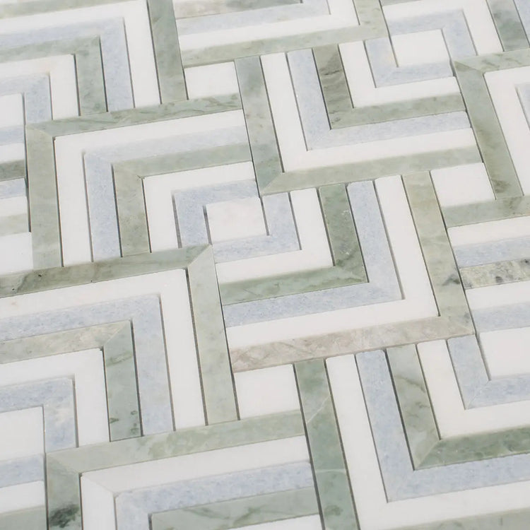 Envy Green and Blue Marble Square Weave Mosaic Tile | Tile Club
