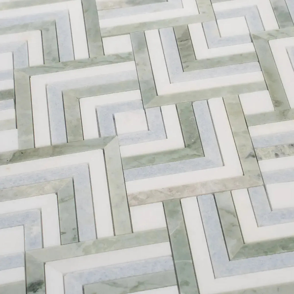 Envy Green and Blue Marble Square Weave Mosaic Tile | Tile Club