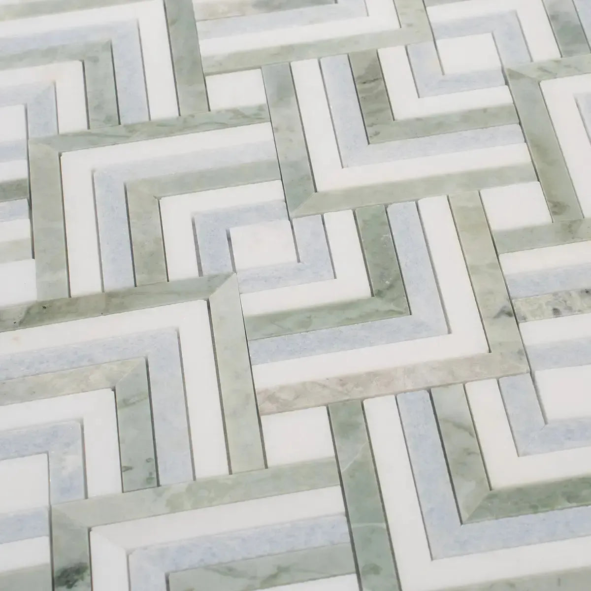 Envy Green and Blue Marble Square Weave Mosaic Tile | Tile Club