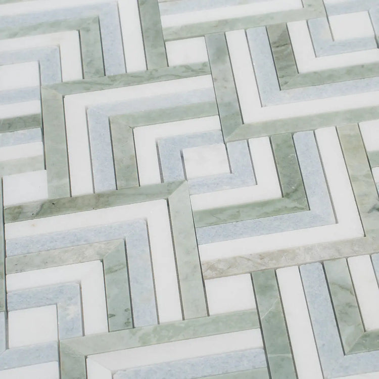 Envy Green and Blue Marble Square Weave Mosaic Tile | Tile Club