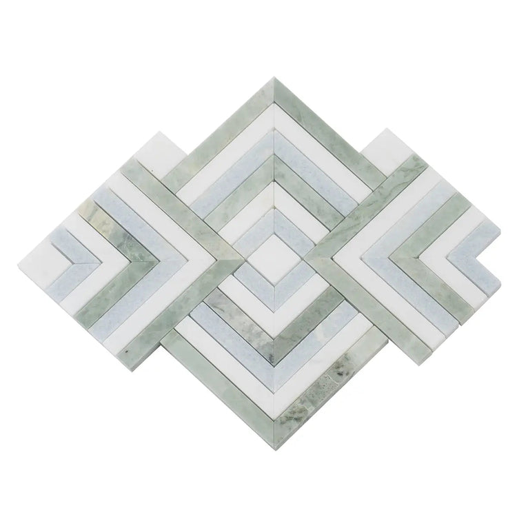 Envy Green and Blue Marble Square Weave Mosaic Tile | Tile Club