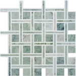 Envy Green and White Basketweave Mosaic Tile | Tile Club