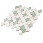 Envy Green Marble and Shell Mini Scale Marble Mosaic Tile | Tile Club
