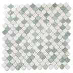 Envy Green Marble and Shell Mini Scale Marble Mosaic Tile | Tile Club
