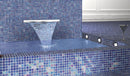 Blue glass iridescent tile water fountain pool