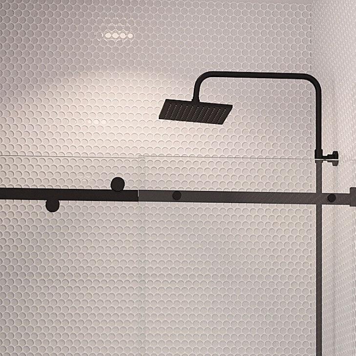 Ice White Glass Penny Round Tile Shower