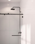 Ice White Glass Penny Round Tile Walk In Shower