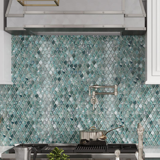 Illumine Dream Dust Mermaid Scale Glass Mosaic Tile