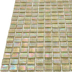 Iridescent Yellow Gold Squares Glass Tile | Tile Club