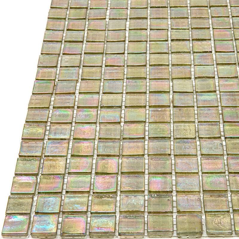 Iridescent Yellow Gold Squares Glass Tile | Tile Club