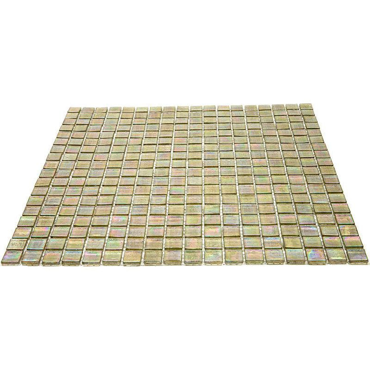 Iridescent Yellow Gold Squares Glass Tile | Tile Club