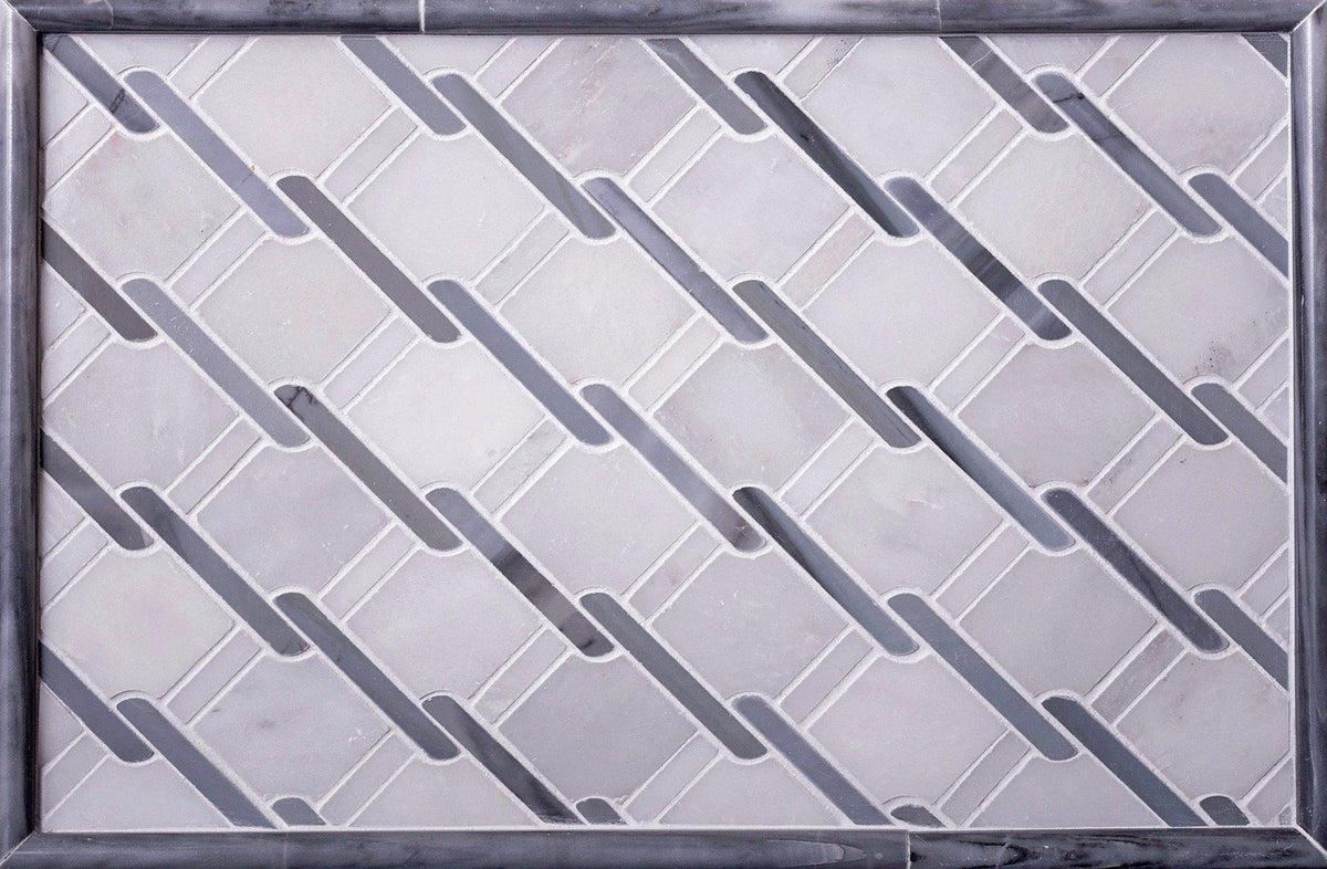 Italiano Bardiglio & Oriental White Marble Mosaic Tile