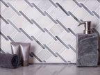 Italiano Bardiglio & Oriental White Marble Mosaic Tile