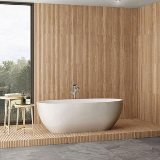 Japandi Natural Slat Wall Tile | Textured Porcelain Tile