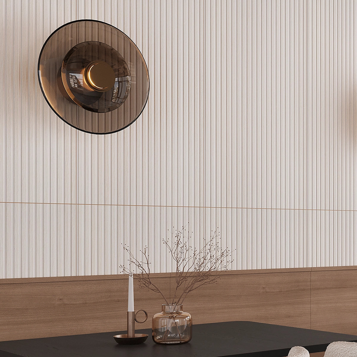 Japandi White Slat Wall Tile