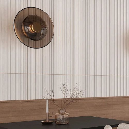 Japandi White Slat Wall Tile | Textured Porcelain Tile – Tile Club