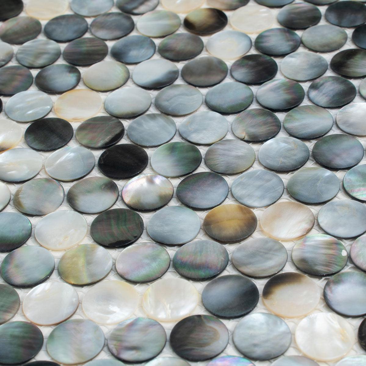 Mother Of Pearl Deep Sea Penny Rounds Mosaic Tile | Tile Club