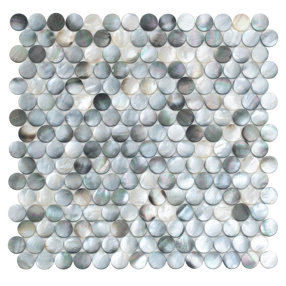 Mother Of Pearl Deep Sea Penny Rounds Mosaic Tile Sample