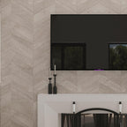 Gray  chevroon wood look floor and wall tile
