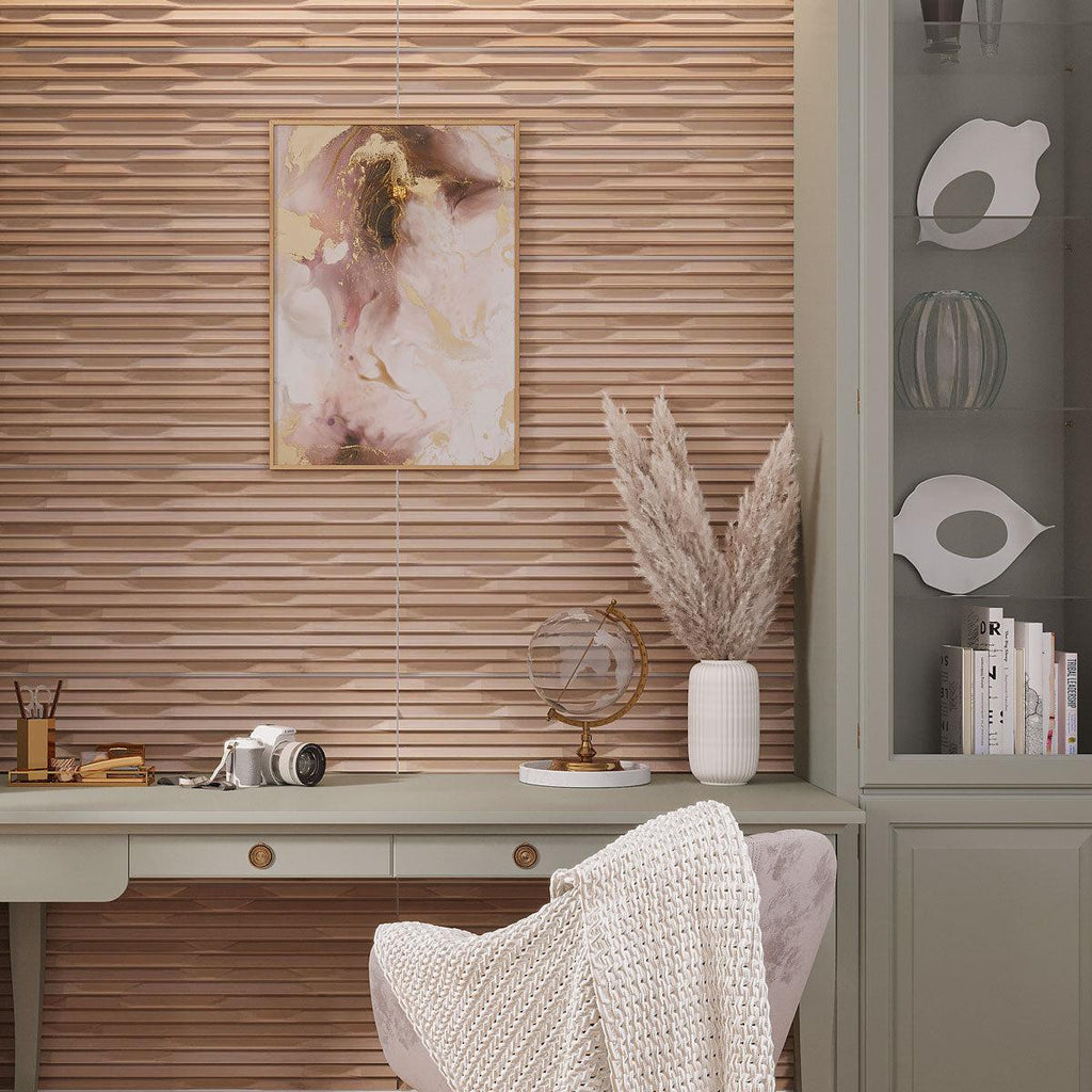 Wood look textured slat wall tile