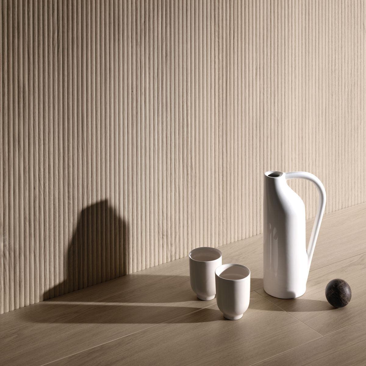 Japandi Skinny Slat Gray Wood-Look Tile