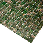 Jungle Green & Brown Squares Glass Pool Tile | Tile Club