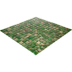 Jungle Green & Brown Squares Glass Pool Tile | Tile Club