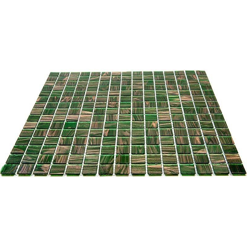 Jungle Green & Brown Squares Glass Pool Tile | Tile Club
