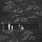 Kasai Notte Sakura Patterned Porcelain Tile Shower Wall