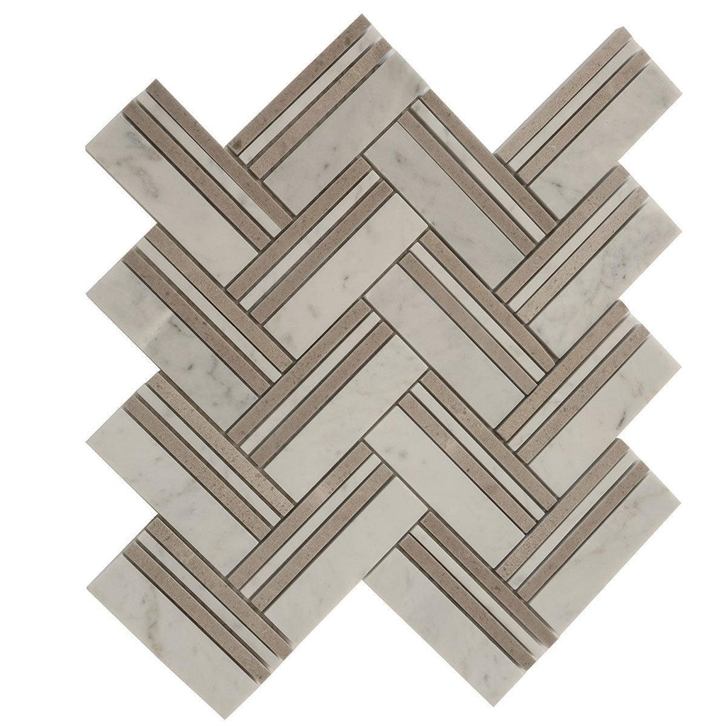 Nova Herringbone Beige Marble Tile | Tile Club
