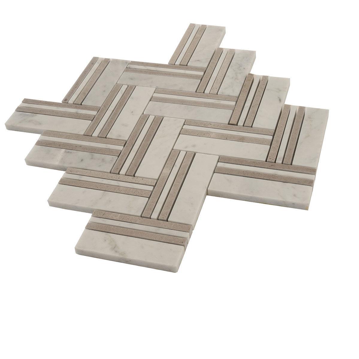 Nova Herringbone Beige Marble Tile | Tile Club