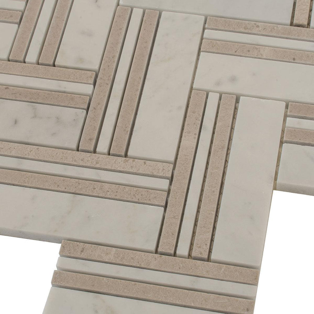 Nova Herringbone Beige Marble Tile | Tile Club
