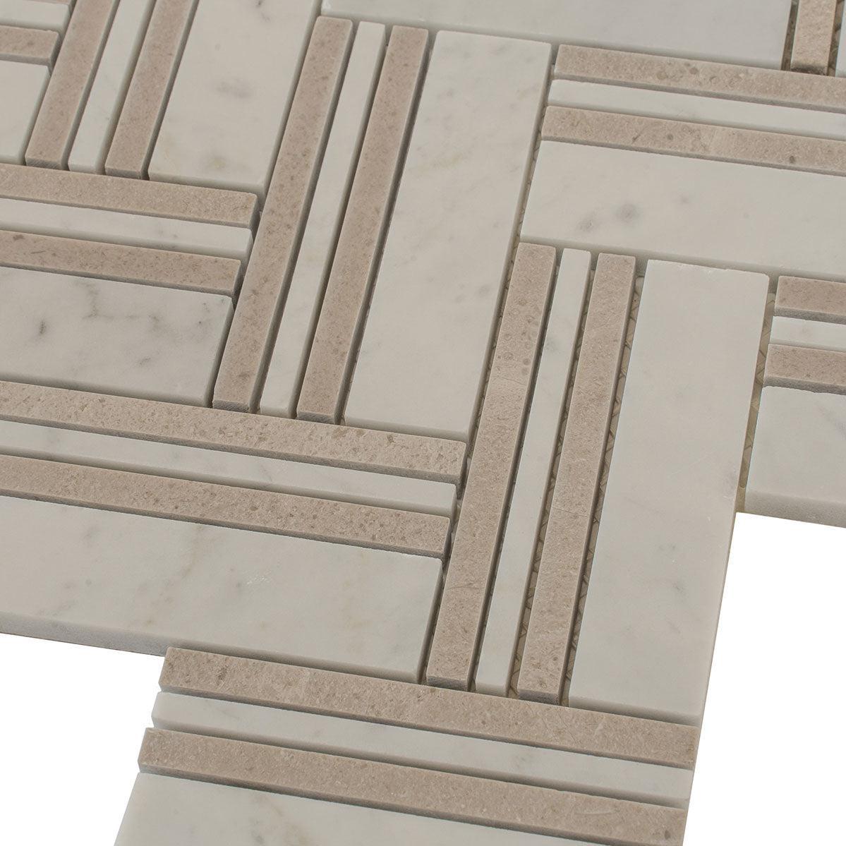 Nova Herringbone Beige Marble Tile | Tile Club