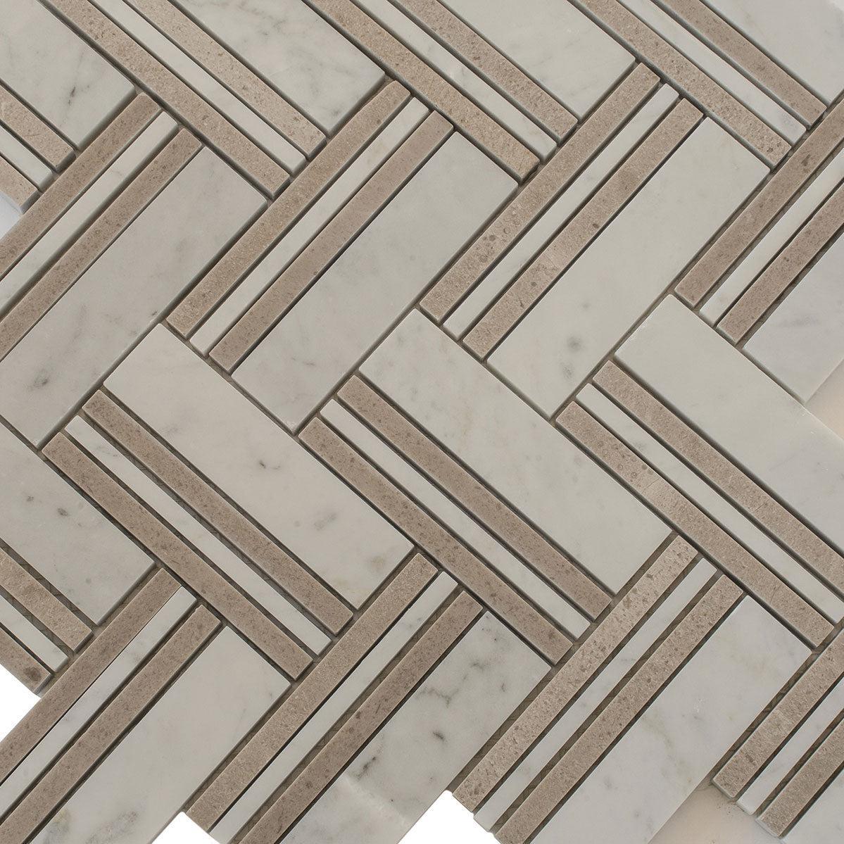 Nova Herringbone Beige Marble Tile
