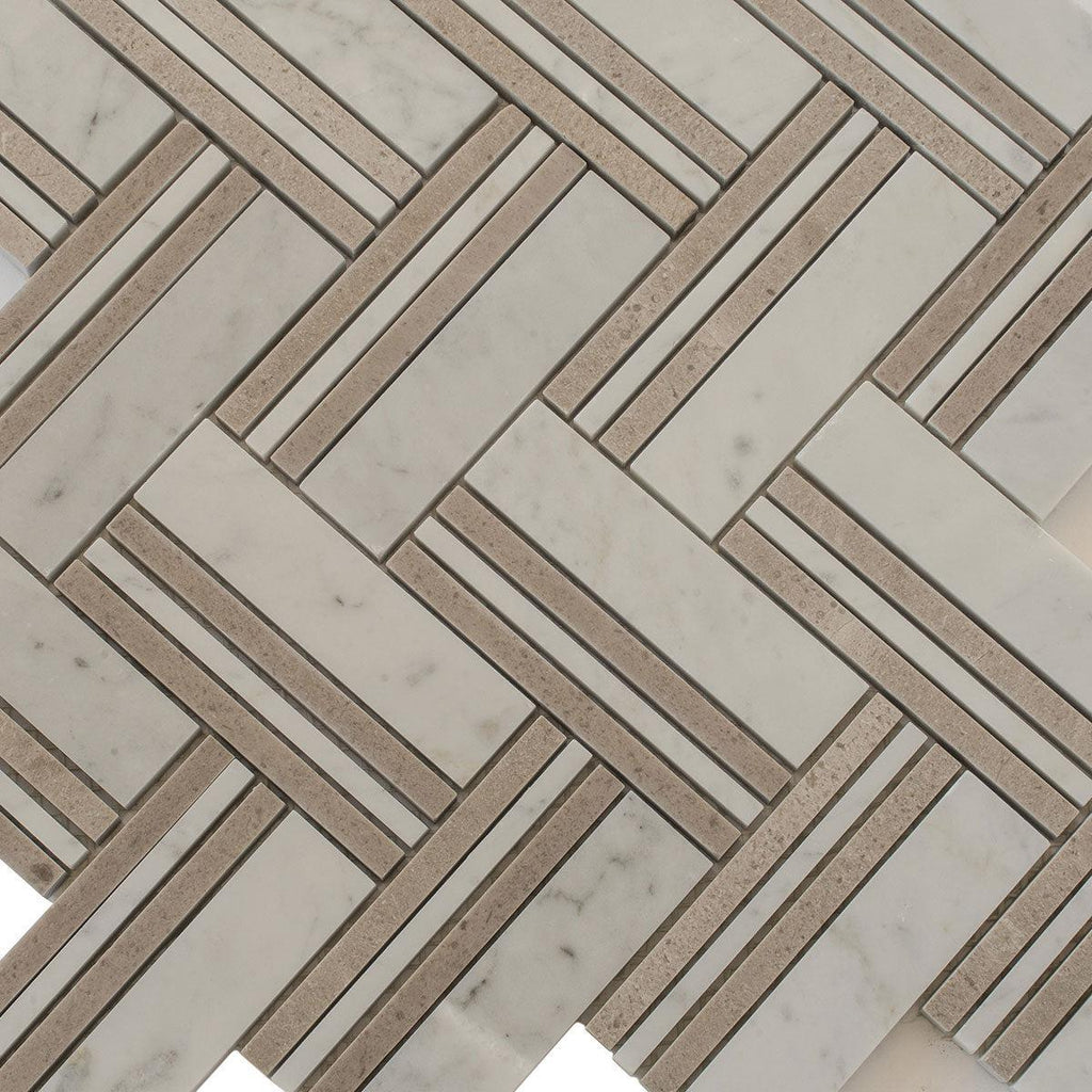 Nova Herringbone Beige Marble Tile | Tile Club