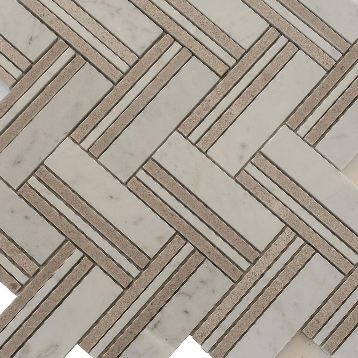Nova Herringbone Beige Marble Tile | Tile Club