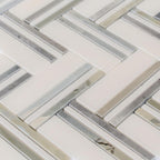 Nova Herringbone Blue Marble Tile | Tile Club