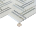 Nova Herringbone Blue Marble Tile | Tile Club