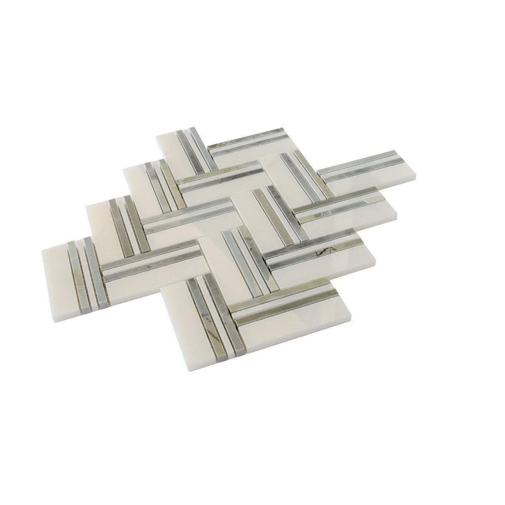 Nova Herringbone Blue Marble Tile | Tile Club