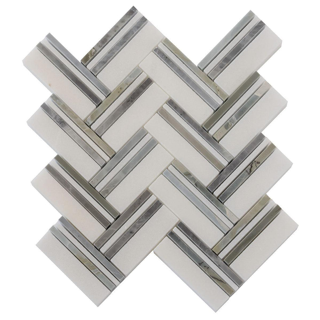 Nova Herringbone Blue Marble Tile