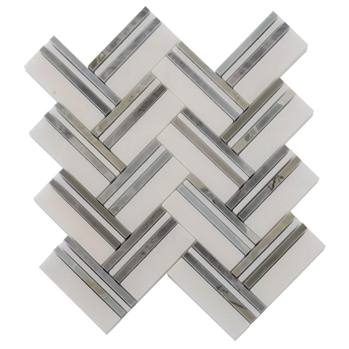 Nova Herringbone Blue Marble Tile