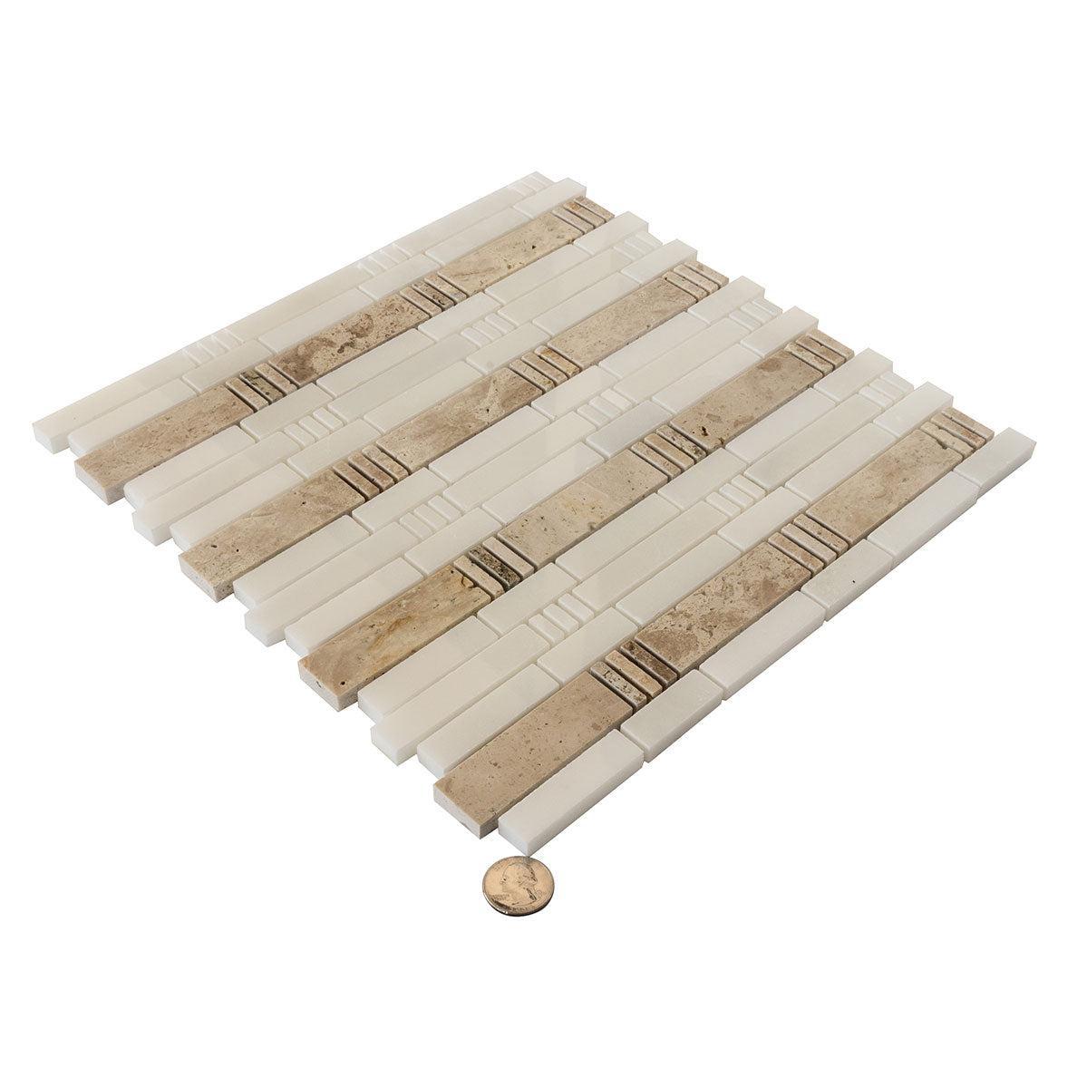 Bamboo Sticks Marble Mosaic Tile | Tile Club