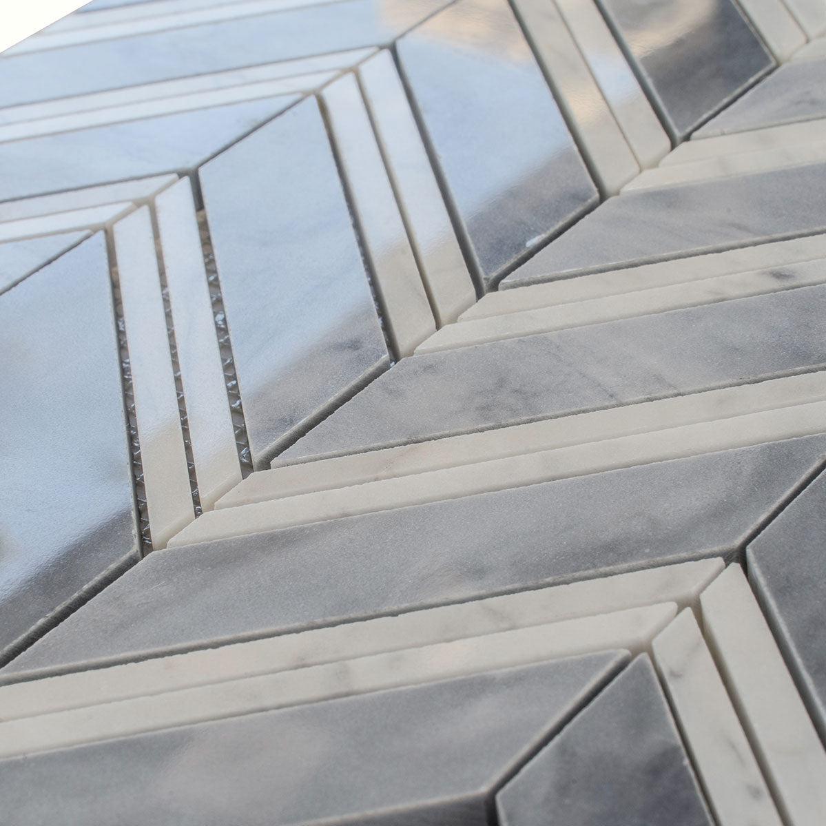Nova Chevron Bardiglio Marble Tile | Tile Club