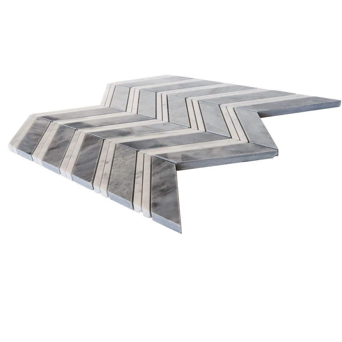 Nova Chevron Bardiglio Marble Tile | Tile Club