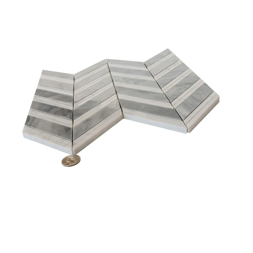 Nova Chevron Bardiglio Marble Tile | Tile Club