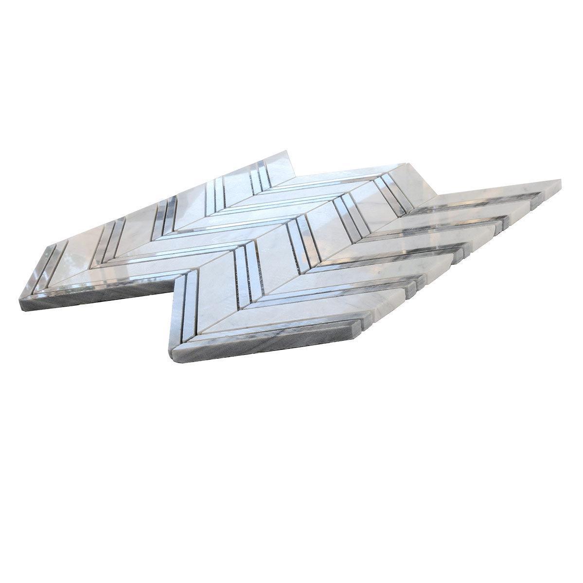 Nova Chevron Carrara Marble Tile | Tile Club