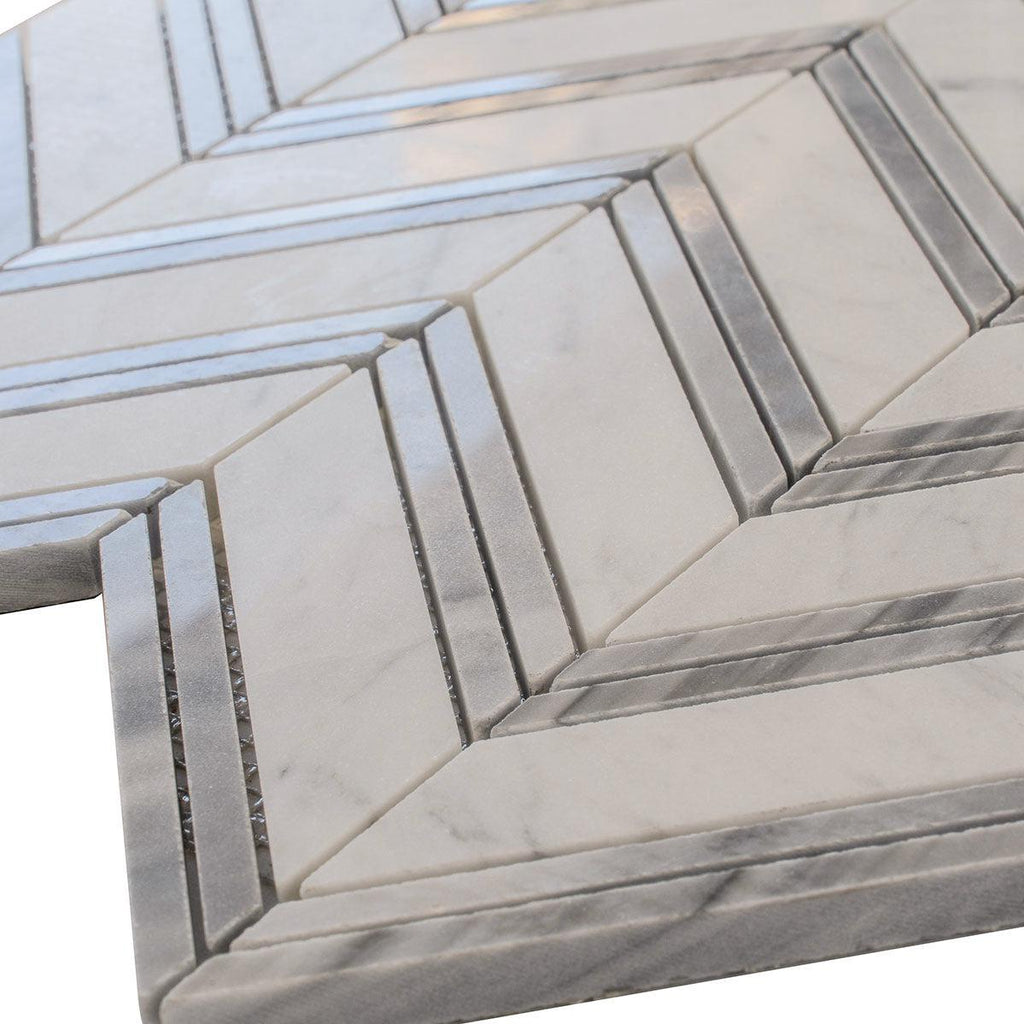 Nova Chevron Carrara Marble Tile | Tile Club